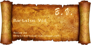 Bartalus Vid névjegykártya